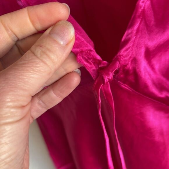 J Crew Short-sleeve slip dress in textured satin Women’s Size 4 Fuchsia Pink - Picture 9 of 10